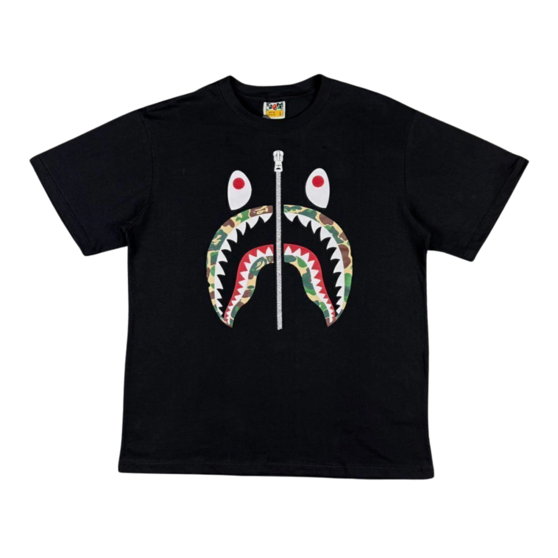 Camiseta Bape Camo Shark Multi Color - Preta