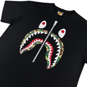 Camiseta Bape Camo Shark Multi Color - Preta