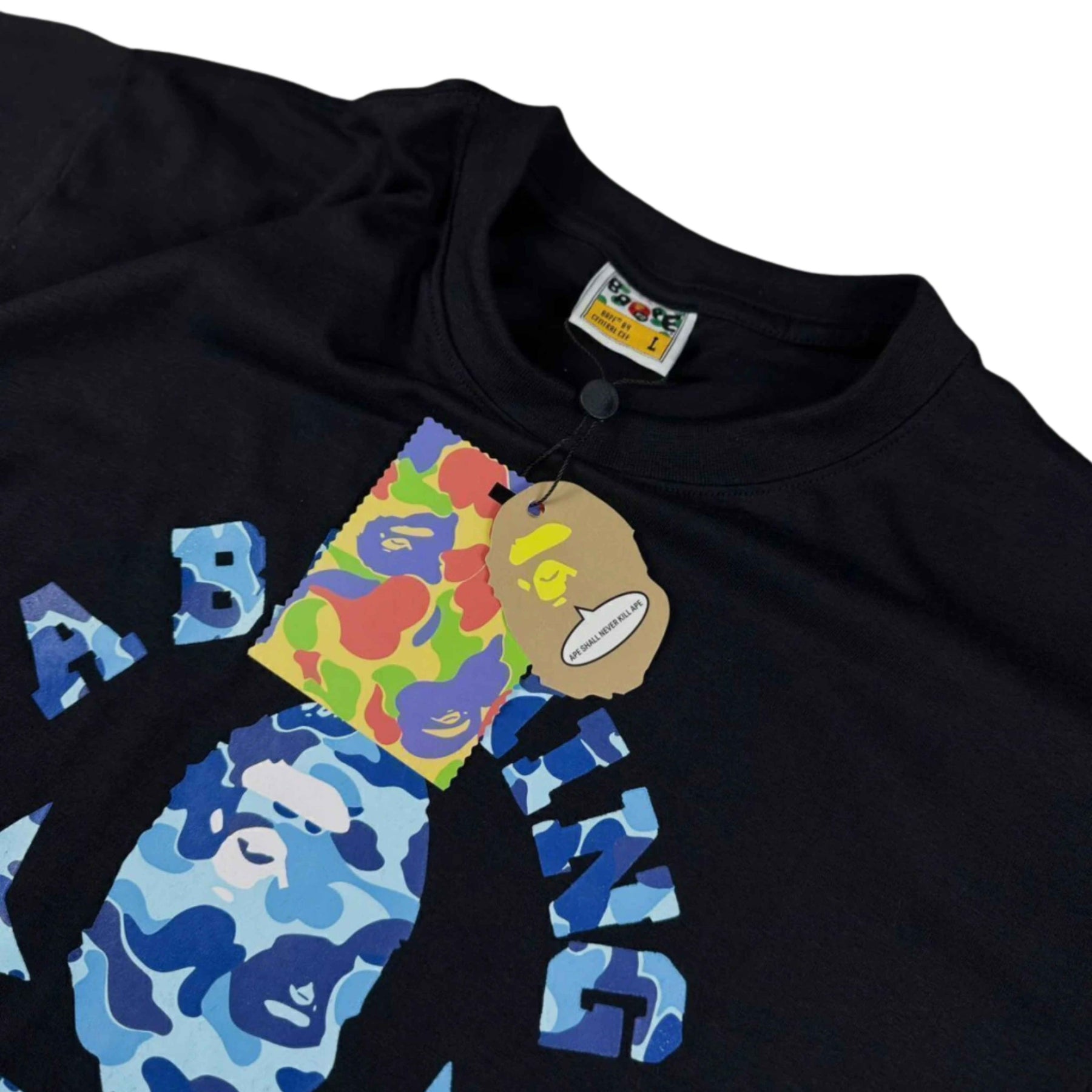 Camiseta Bape Camo Sta College Blue - Preta